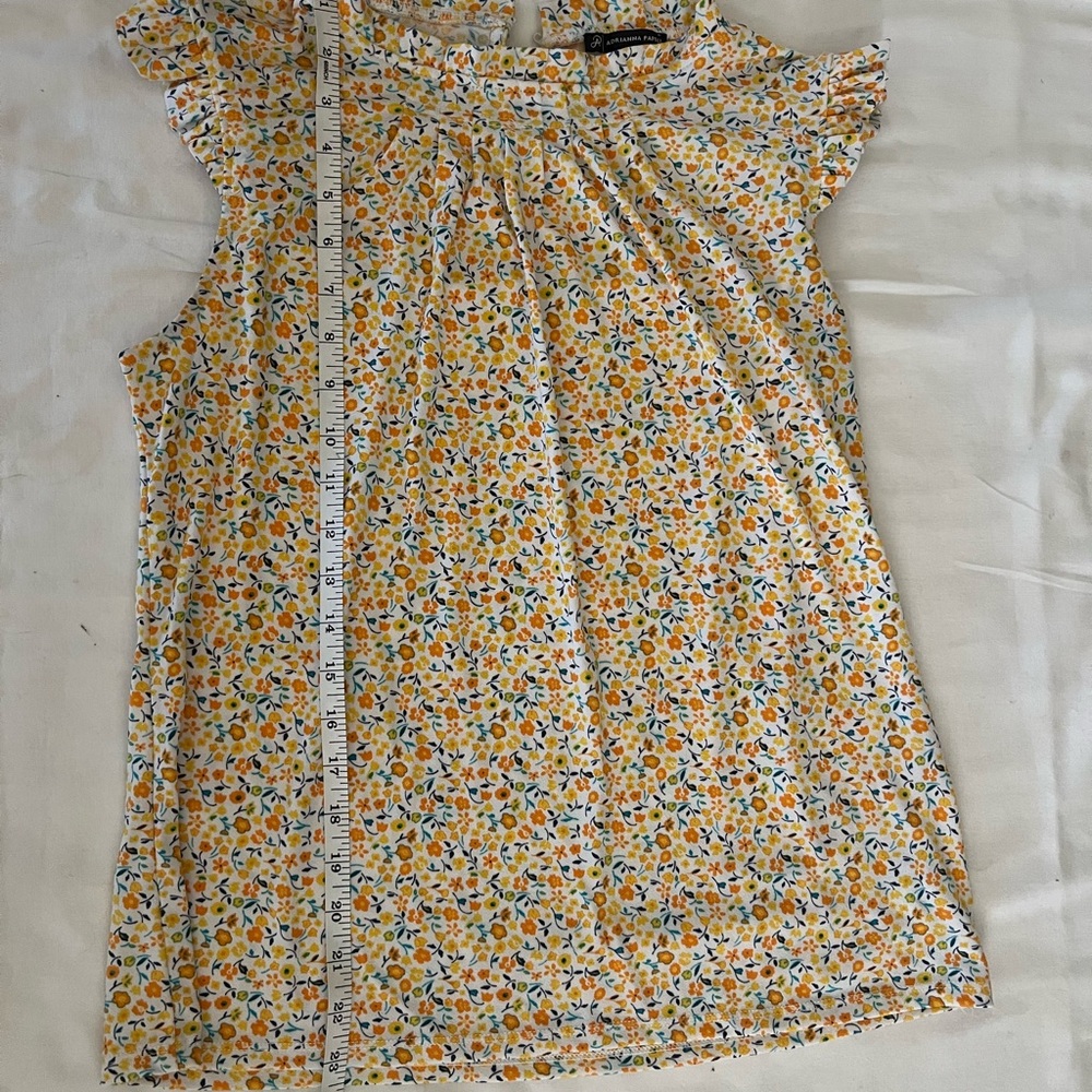 Adrianna Papell Yellow and Blue Floral Blouse